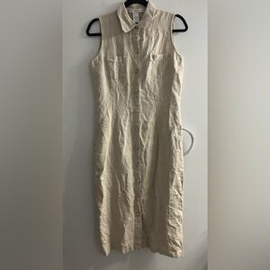 Geoffrey Beene 100% linen button up dress summer dress
